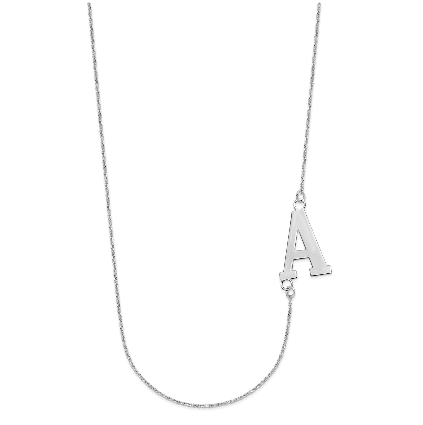 10K White Gold Large Offset Initial Necklace