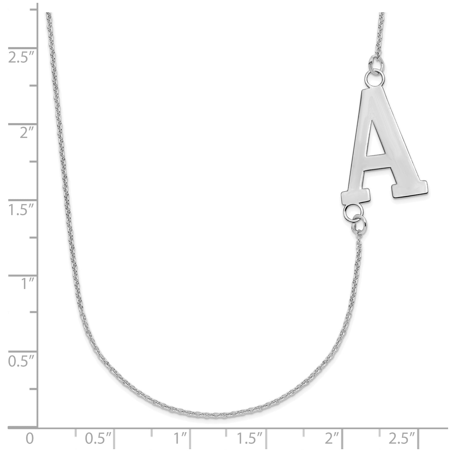 10K White Gold Large Offset Initial Necklace