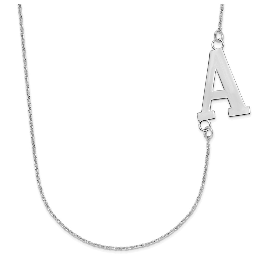 10K White Gold Large Offset Initial Necklace