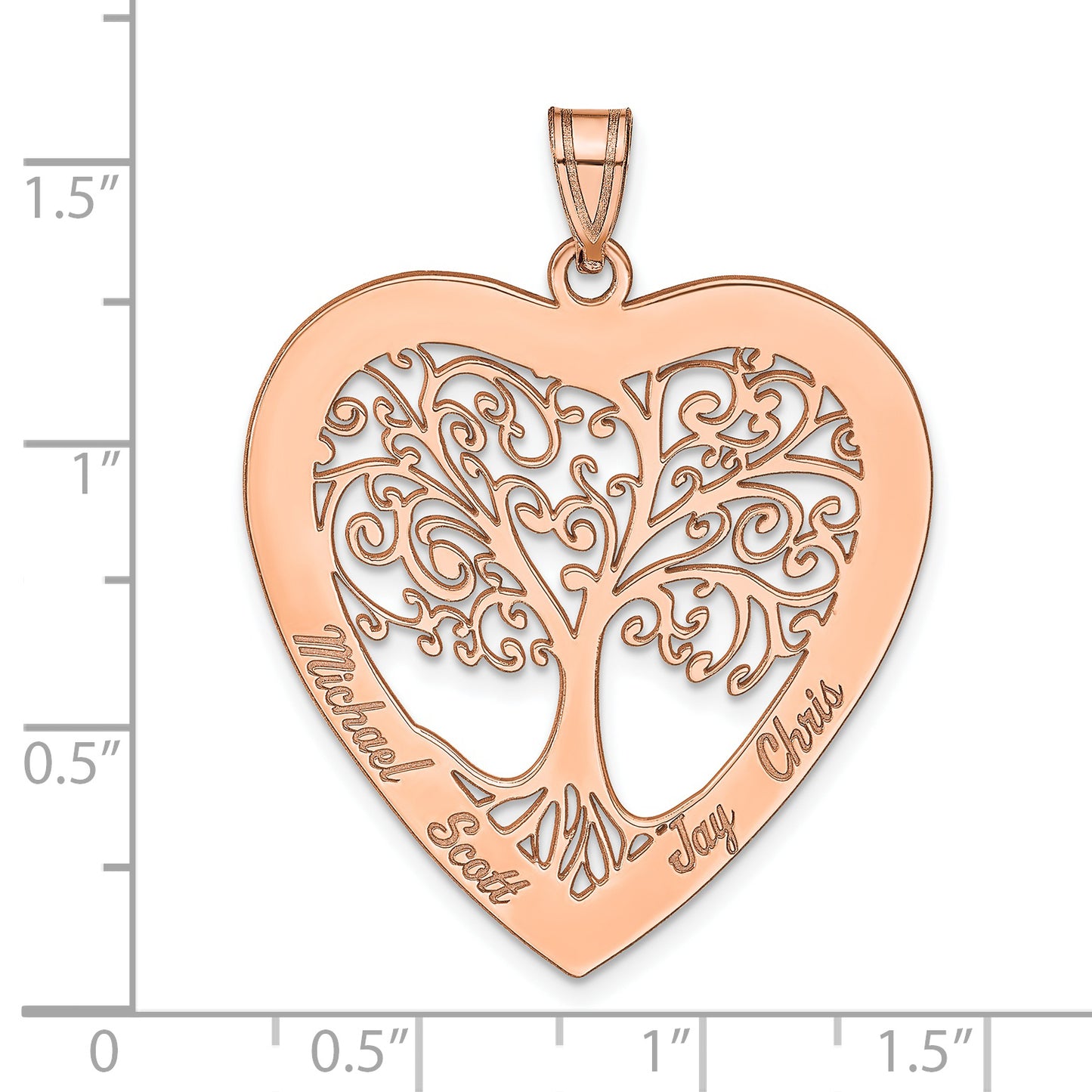 Sterling Silver Rose Gold plated Heart Family Tree Pendant