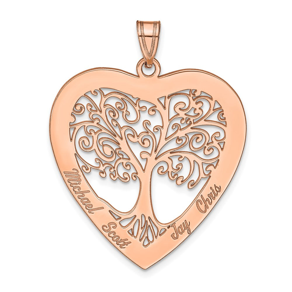 Sterling Silver Rose Gold plated Heart Family Tree Pendant
