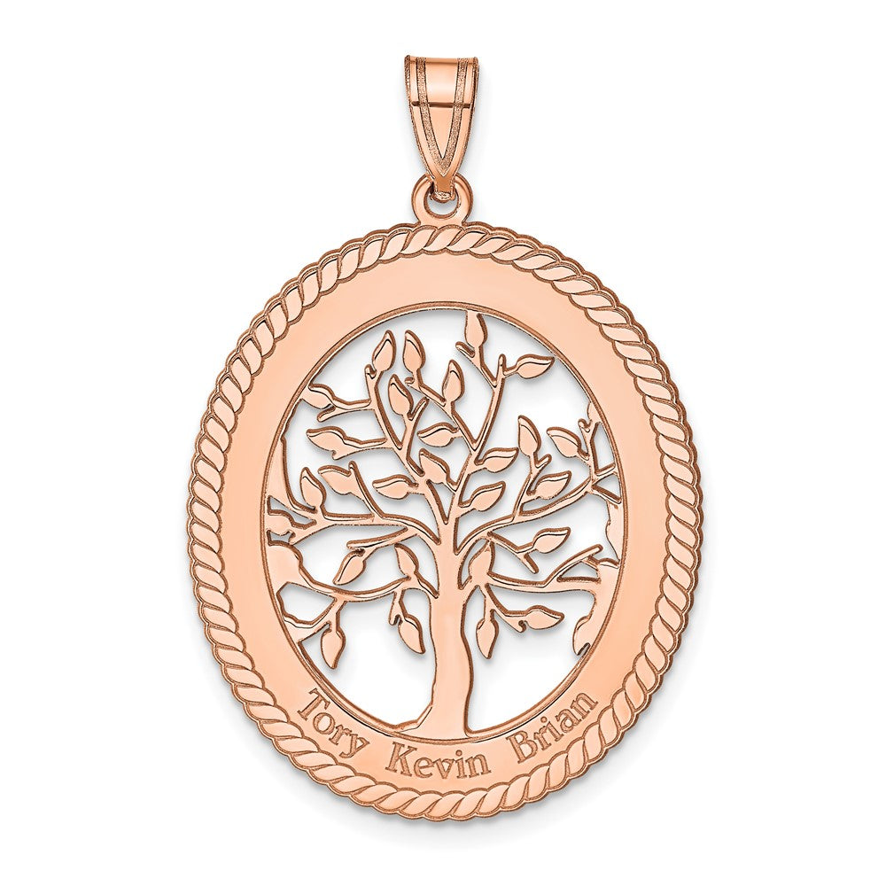 Sterling Silver Rose Gold plated Oval Family Tree Pendant