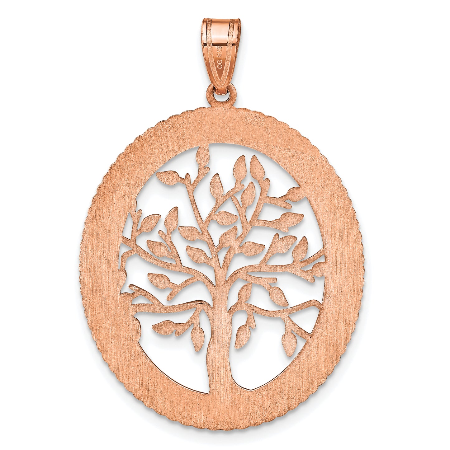 14K Rose Gold Oval Family Tree Pendant