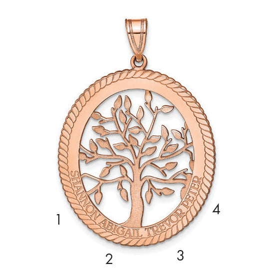 Sterling Silver Rose Gold plated Oval Family Tree Pendant