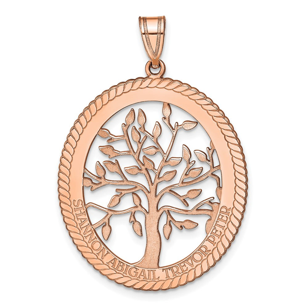 Sterling Silver Rose Gold plated Oval Family Tree Pendant