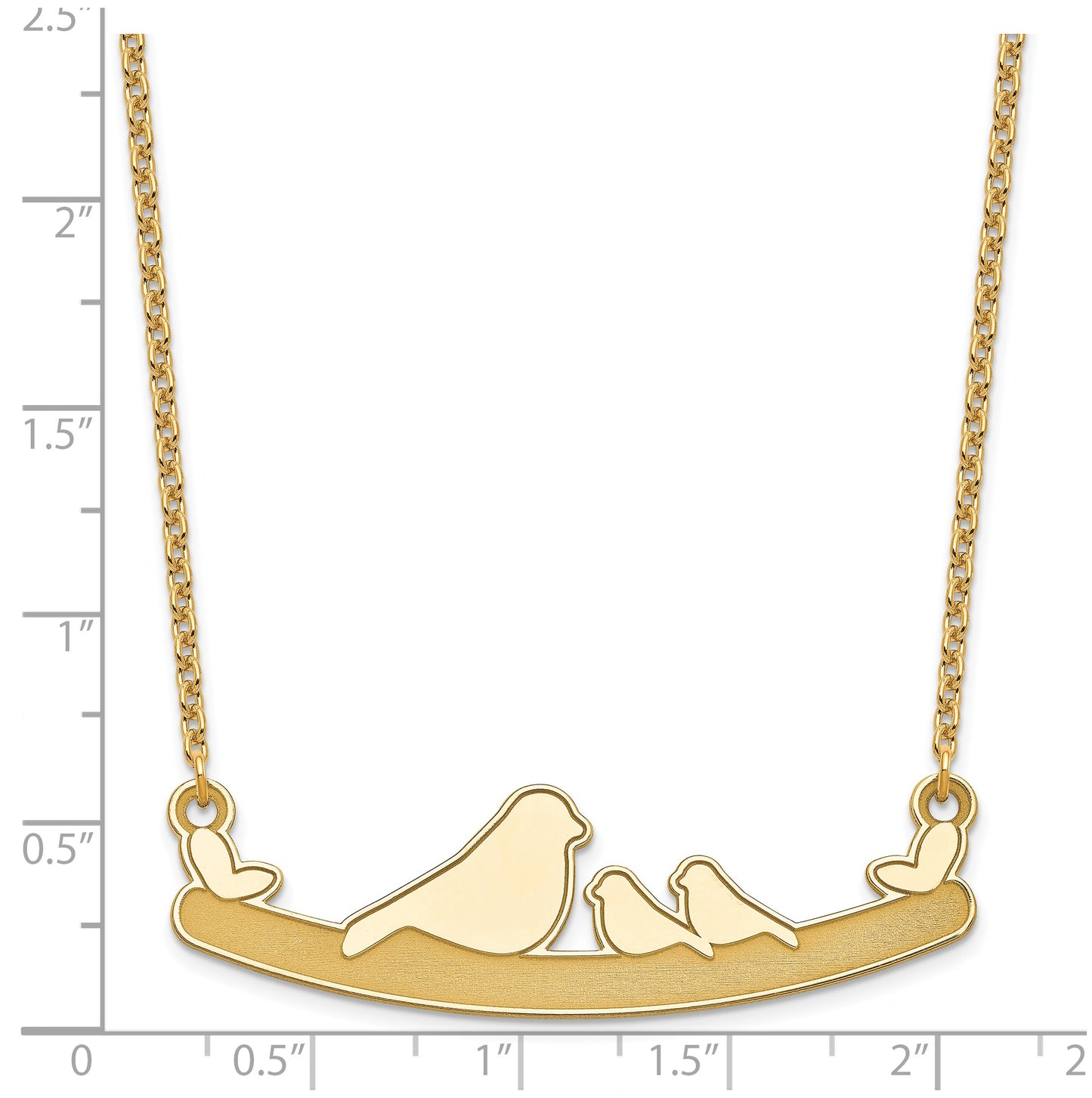 14k Yellow Or White Or Rose Gold Or Sterling Silver Mom and Baby Laser Bird Family Pendant with Chain