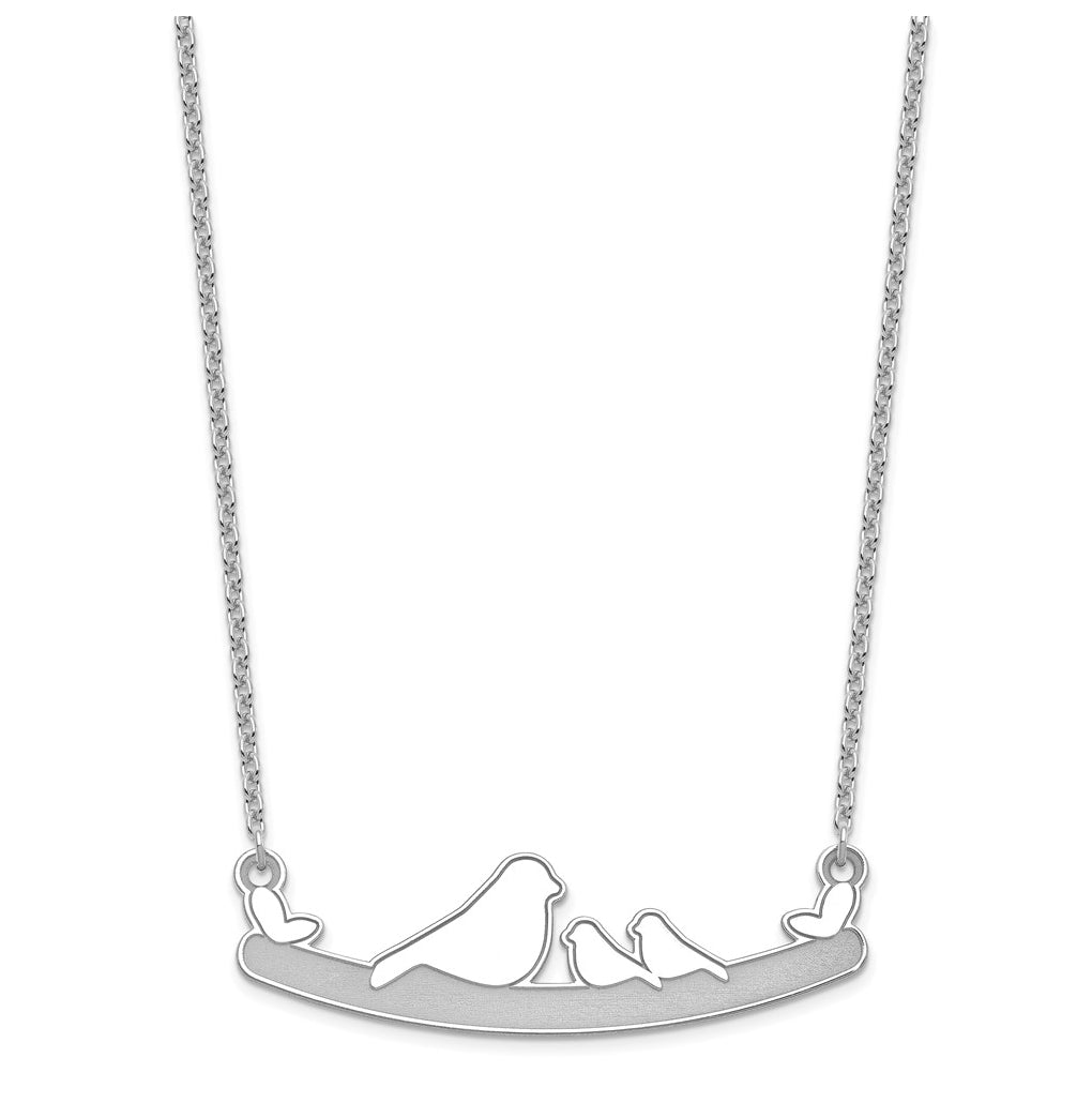 Sterling Silver/Rhodium-plated Mom and 2 Baby Birds Necklace – Elegant Jewelry Gift for Birthday, Anniversary, Engagement, Wedding