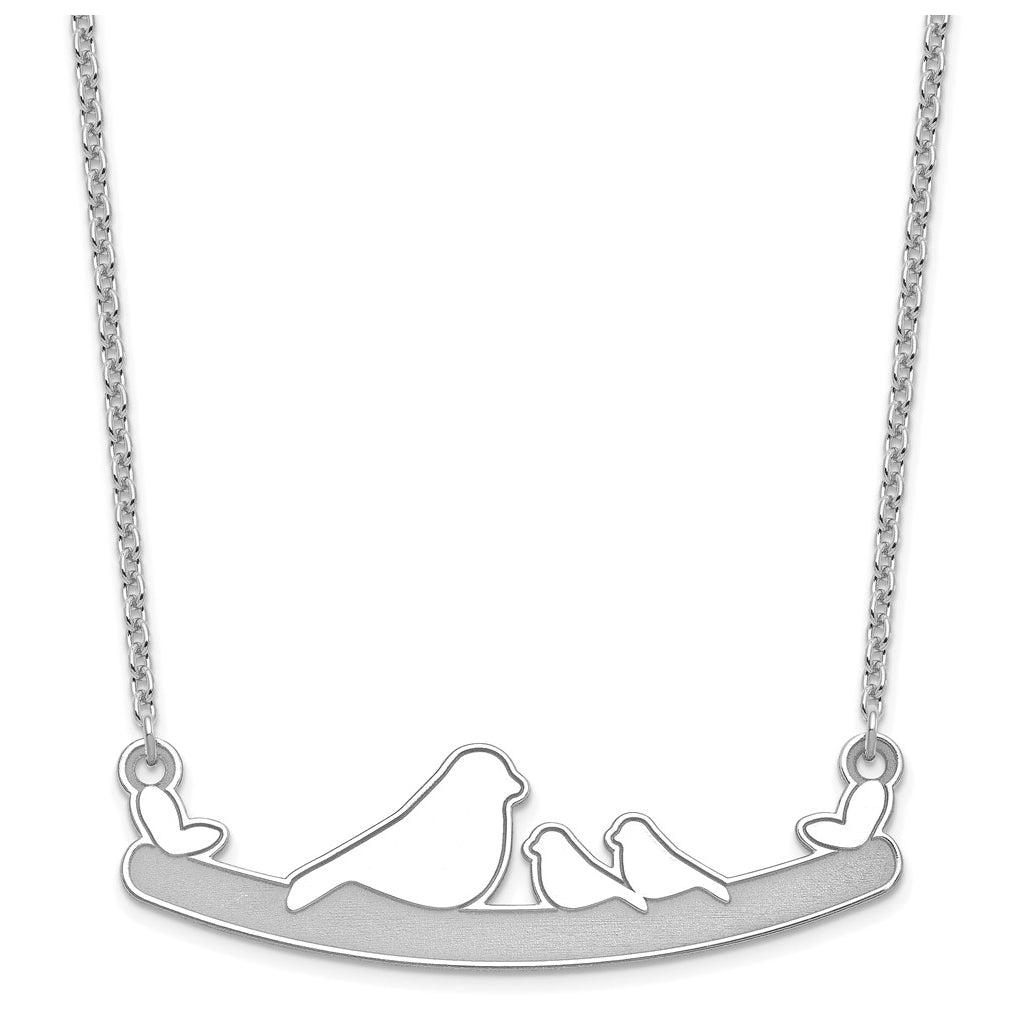 Sterling Silver/Rhodium-plated Mom and 2 Baby Birds Necklace – Elegant Jewelry Gift for Birthday, Anniversary, Engagement, Wedding