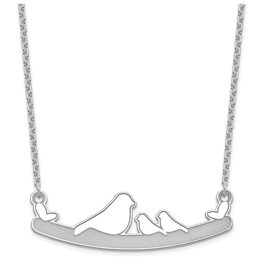 Sterling Silver/Rhodium-plated Mom and 2 Baby Birds Necklace – Elegant Jewelry Gift for Birthday, Anniversary, Engagement, Wedding