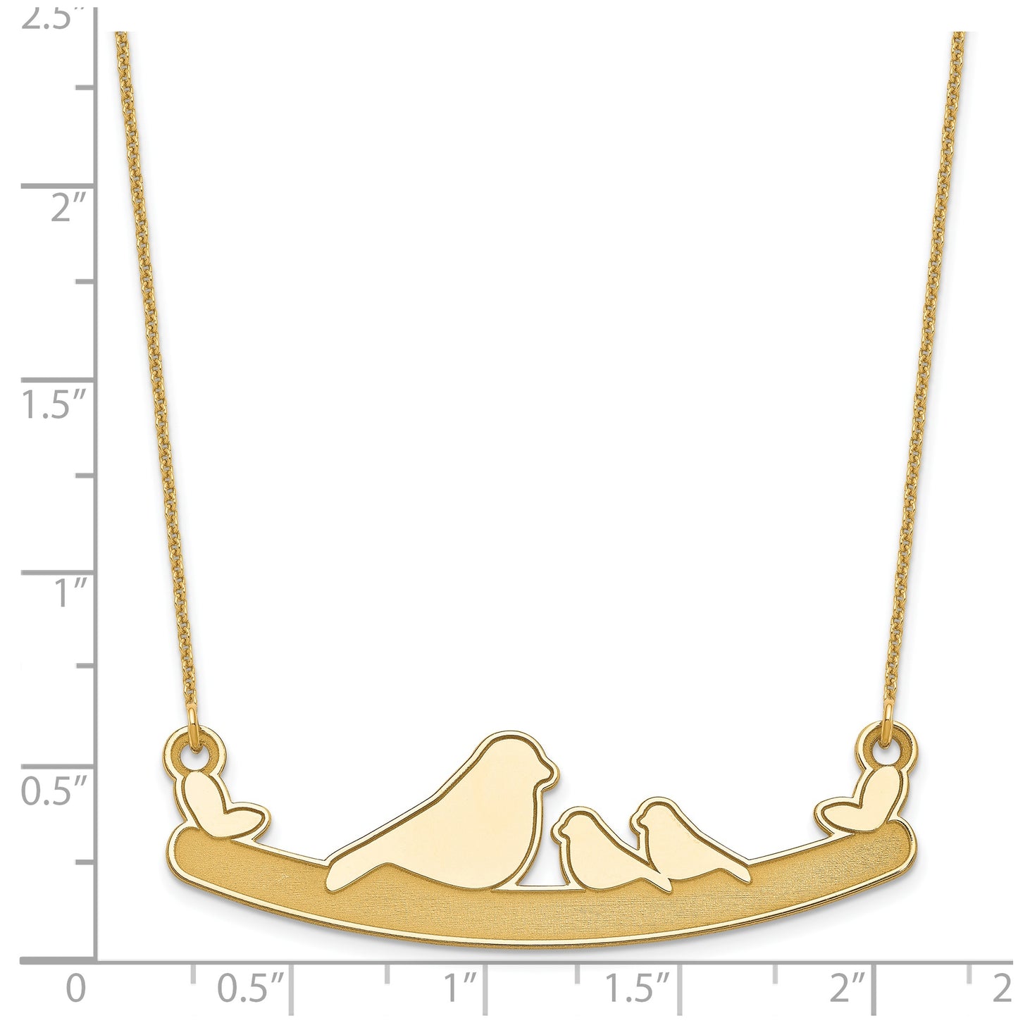 14k Yellow Or White Or Rose Gold Or Sterling Silver Mom and Baby Laser Bird Family Pendant with Chain