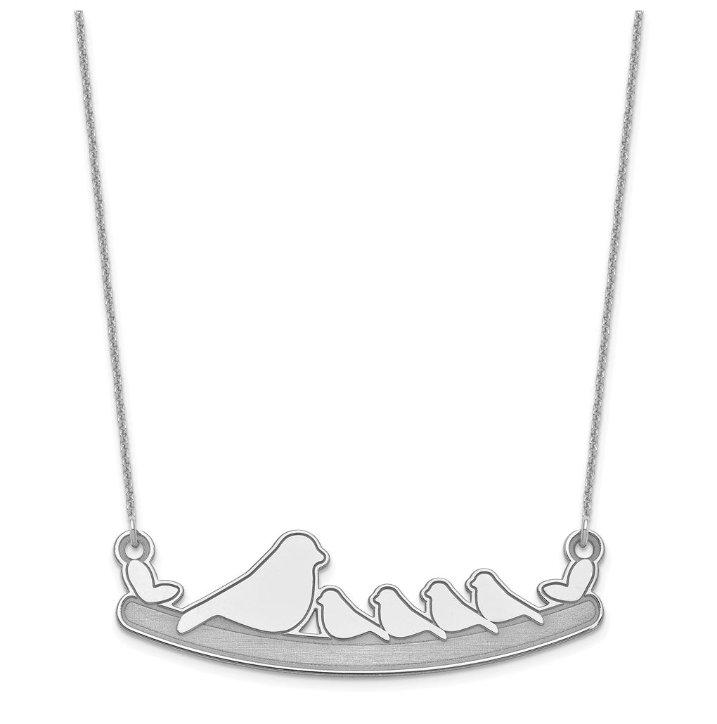 14k Yellow Or White Or Rose Gold Or Sterling Silver Mom and Baby Laser Bird Family Pendant with Chain