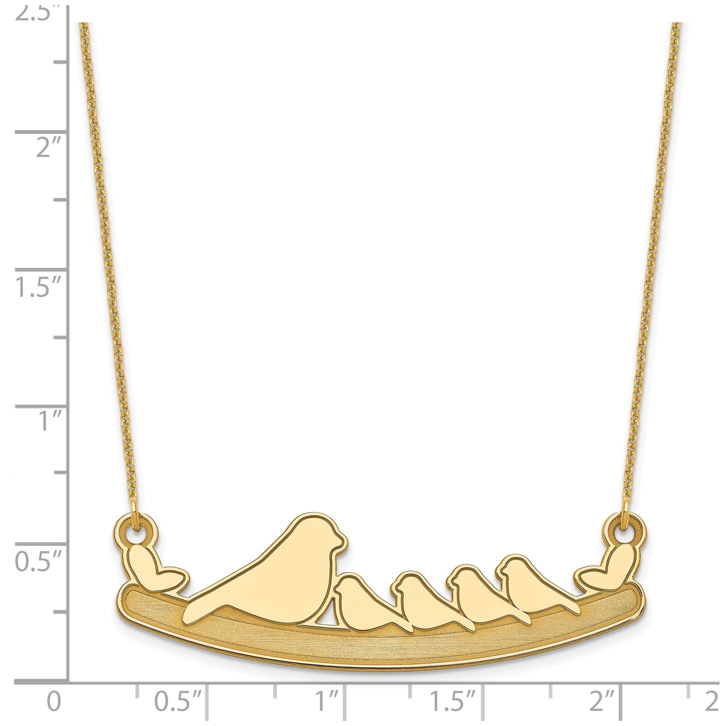 14k Yellow Or White Or Rose Gold Or Sterling Silver Mom and Baby Laser Bird Family Pendant with Chain