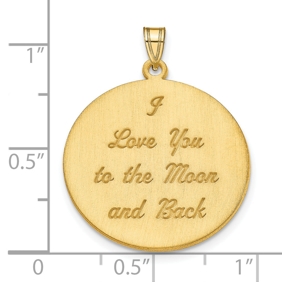 10K Yellow Gold Brushed I LOVE YOU TO THE MOON AND BACK Pendant