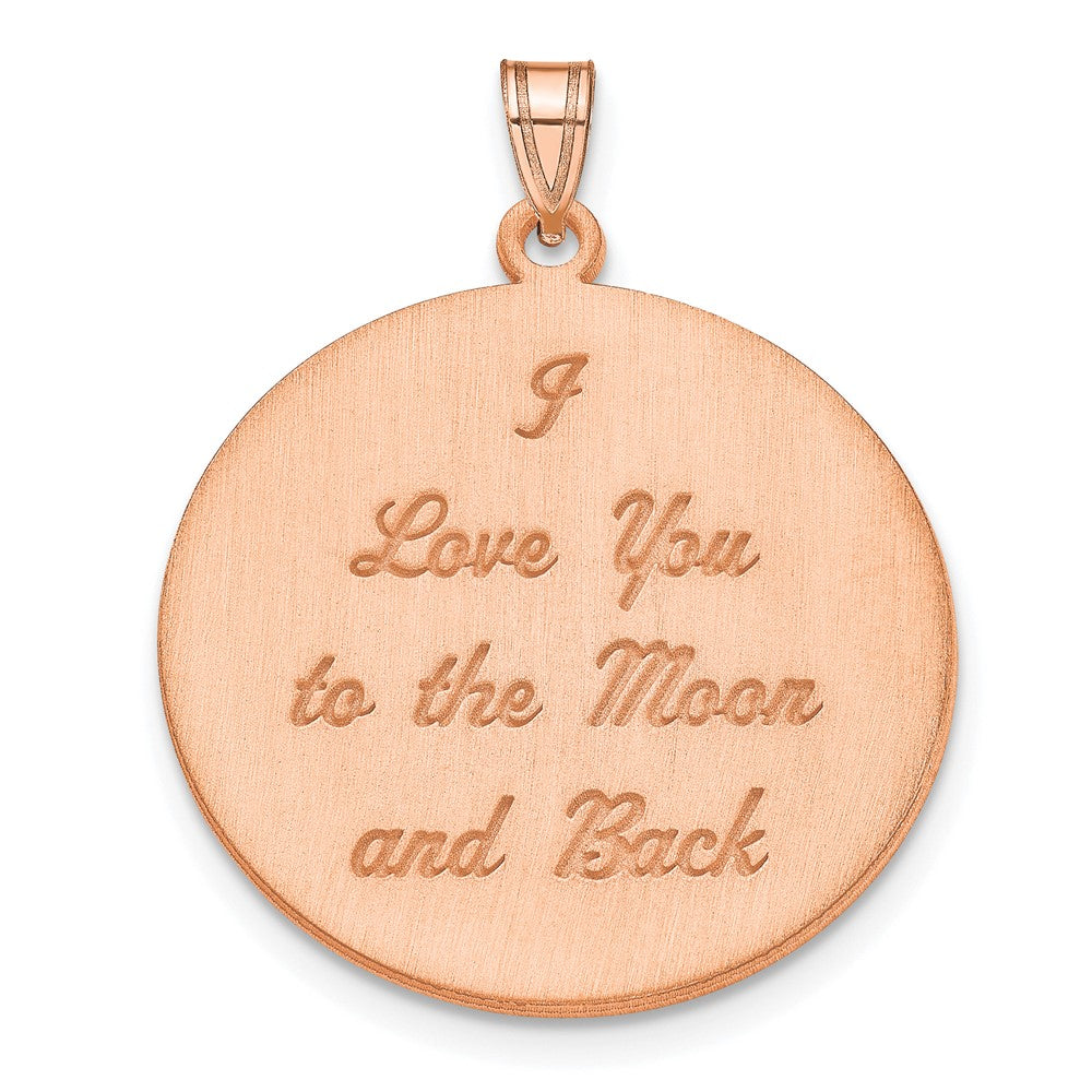 Sterling Silver Rose Gold plated Brushed I LOVE YOU TO THE MOONAND BACK Pendant