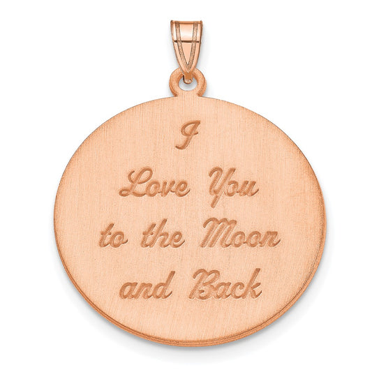 14K Rose Gold Brushed I LOVE YOU TO THE MOON AND BACK Pendant