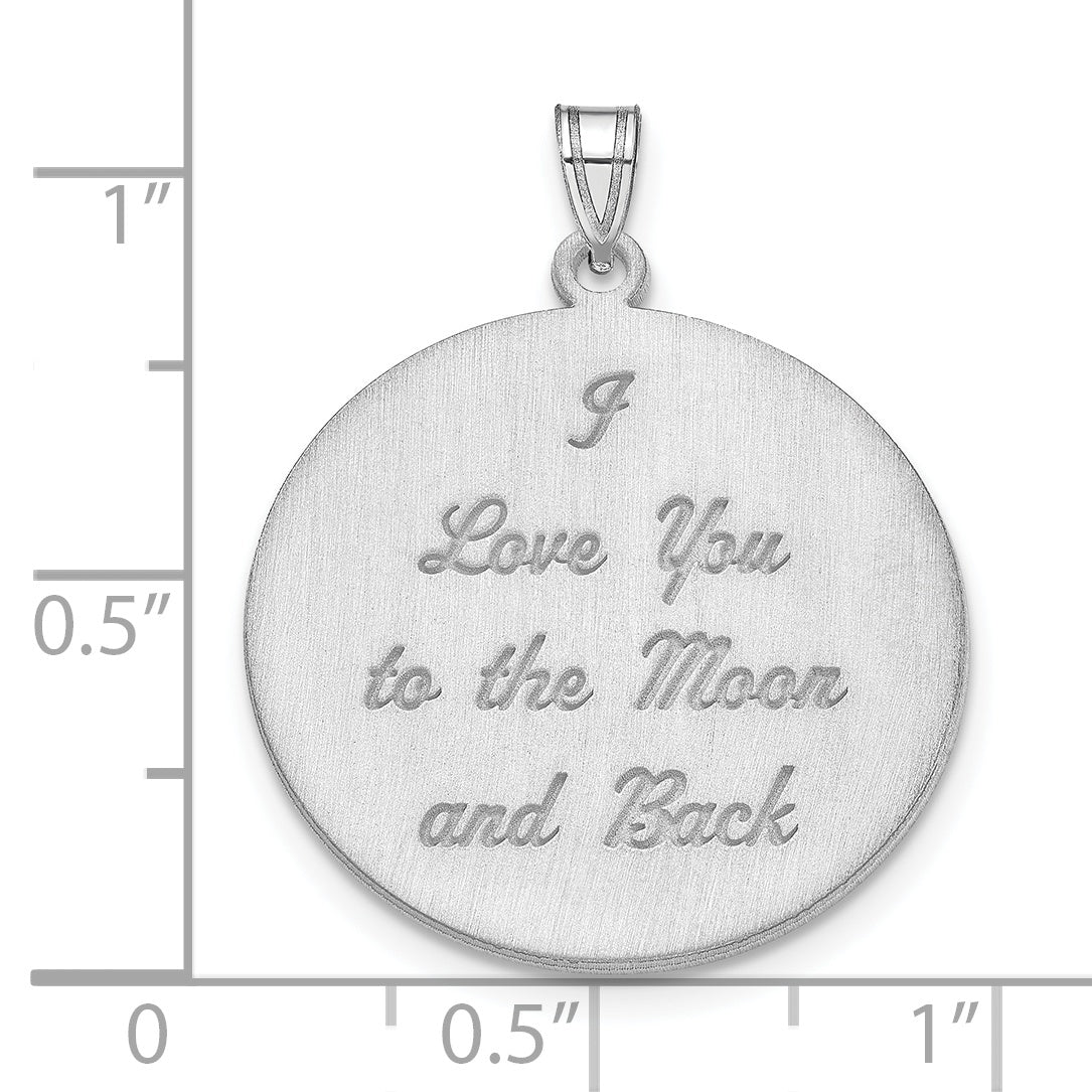 14K White Gold Brushed I LOVE YOU TO THE MOON AND BACK Pendant
