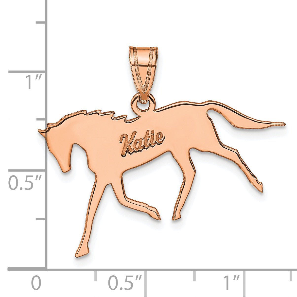 Sterling Silver Rose Gold plated Personalized Horse Pendant