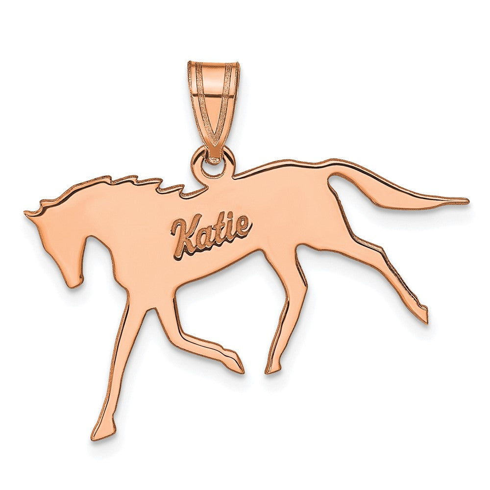 Sterling Silver Rose Gold plated Personalized Horse Pendant
