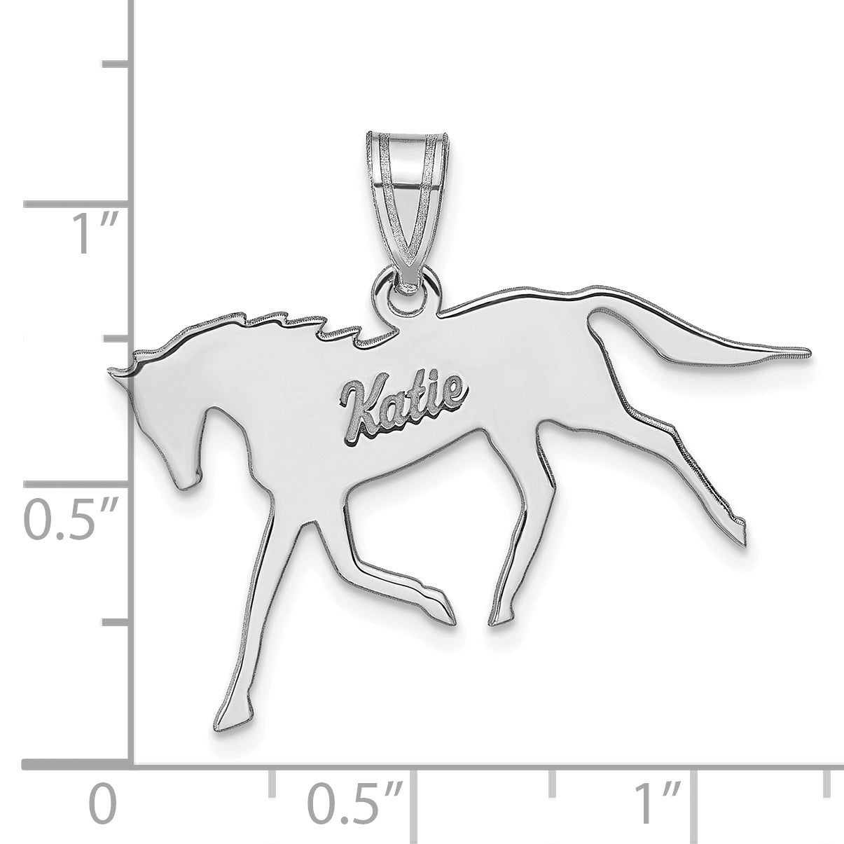 10K White Gold Personalized Horse Pendant