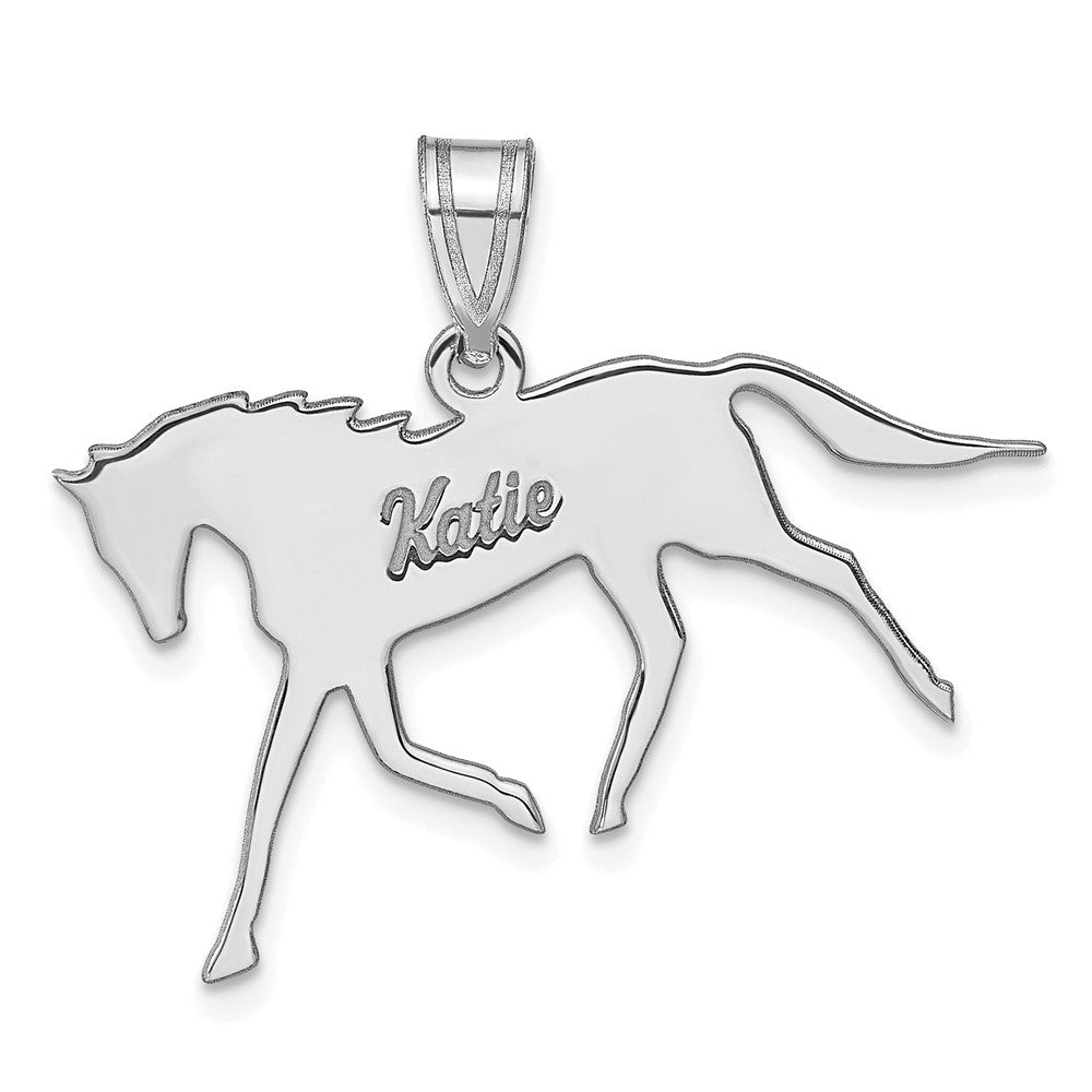 10K White Gold Personalized Horse Pendant