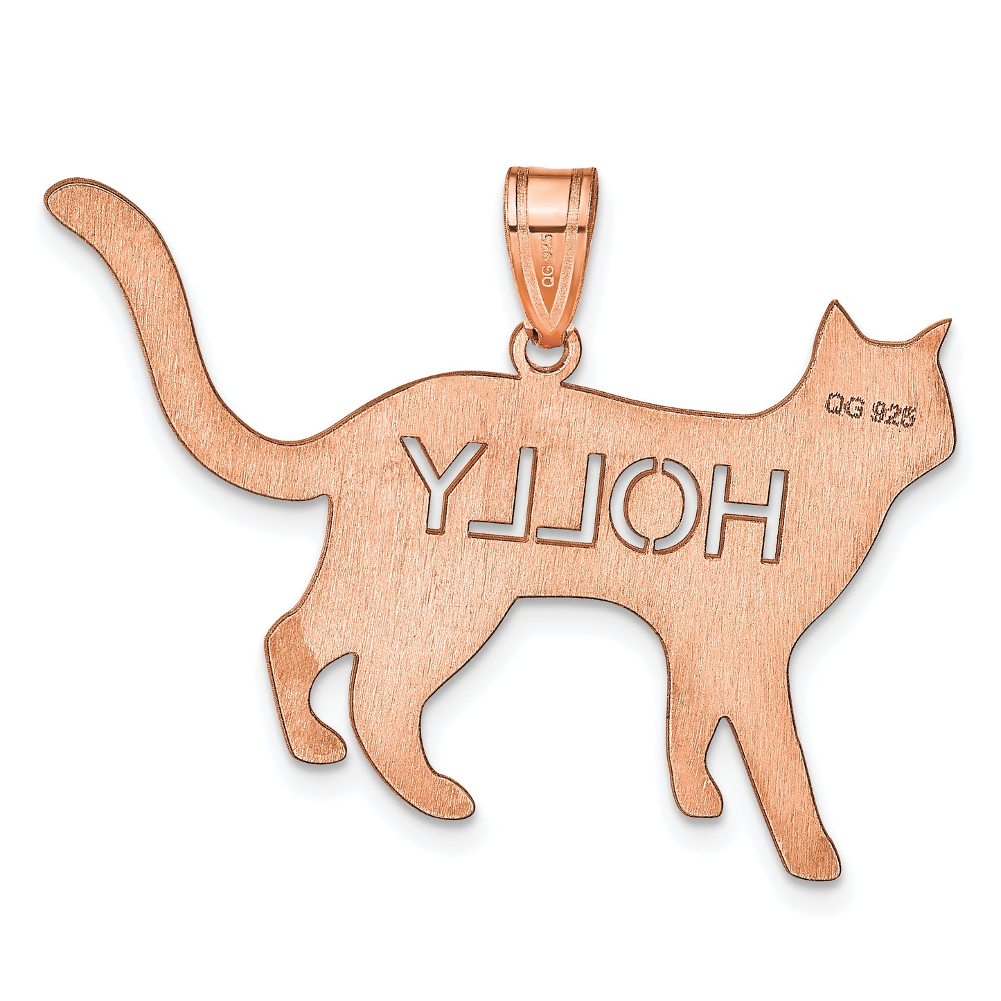 Sterling Silver Rose Gold plated Personalized Cat Pendant