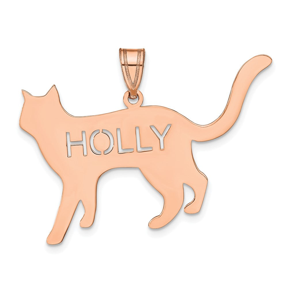 Sterling Silver Rose Gold plated Personalized Cat Pendant