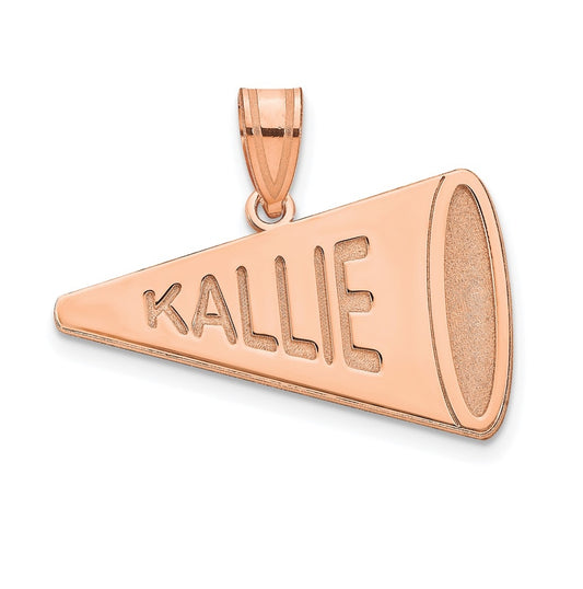 14K Yellow Or White Or Rose Gold Personalized Megaphone Pendant