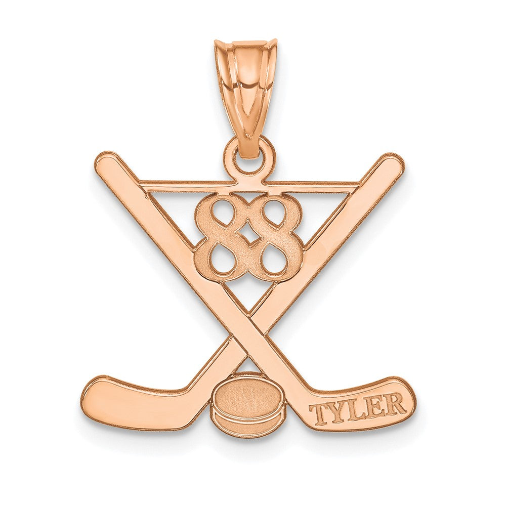 Sterling Silver Rose Gold plated Personalized Hockey Pendant