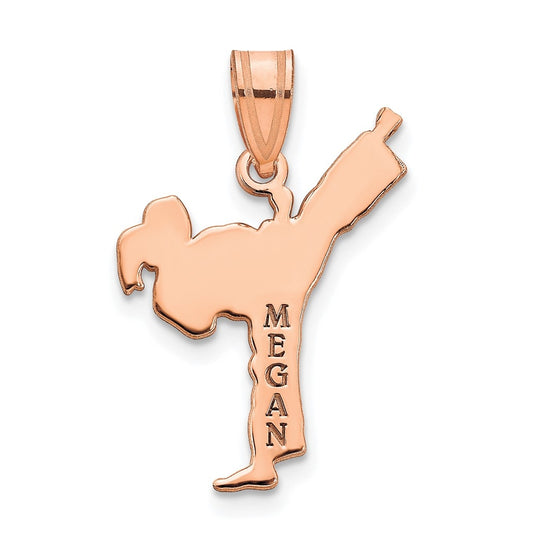 14K Rose Gold Or Sterling Silver Gold Plated Personalized Girl Karate Pendant