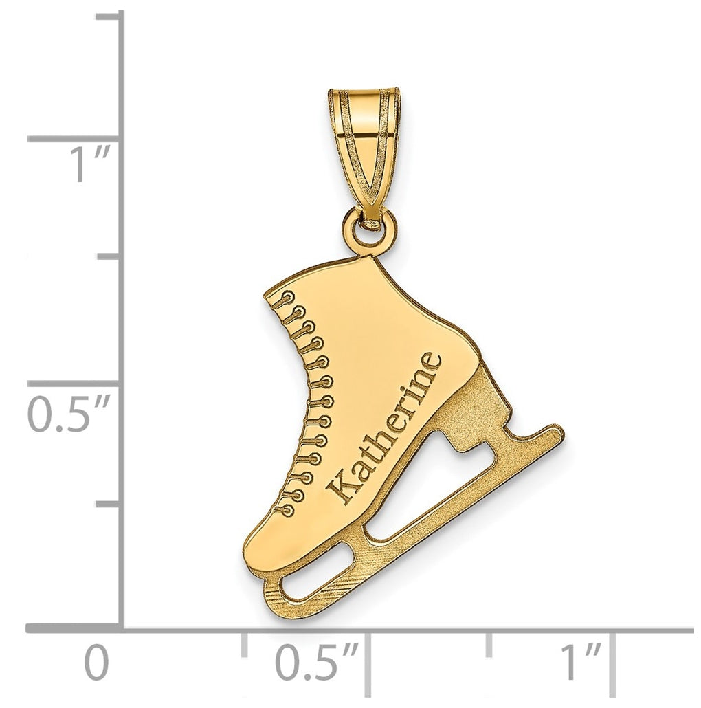 14K Yellow Or White Or Rose Gold Personalized Ice Skate Pendant – Elegant Jewelry Gift for Birthday, Anniversary, Engagement, Wedding