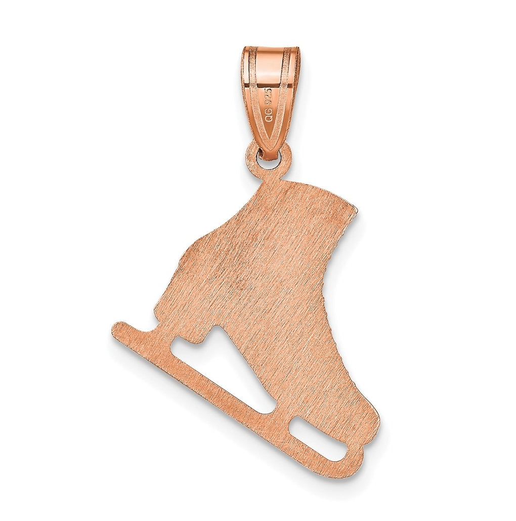 14K Rose Gold Or Sterling Silver Gold Plated Personalized Ice Skate Pendant