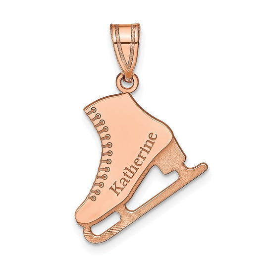 14K Rose Gold Or Sterling Silver Gold Plated Personalized Ice Skate Pendant
