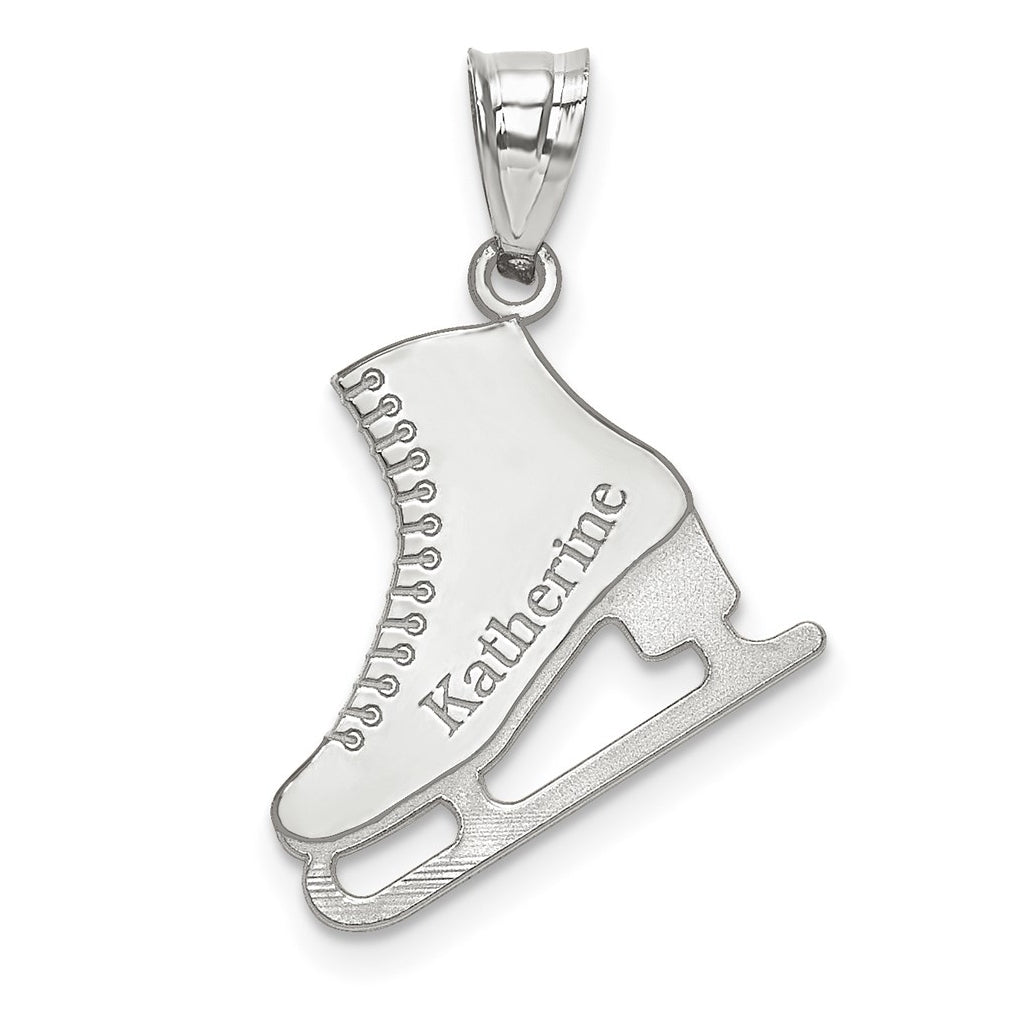 10K Yellow Or White Gold Personalized Ice Skate Pendant