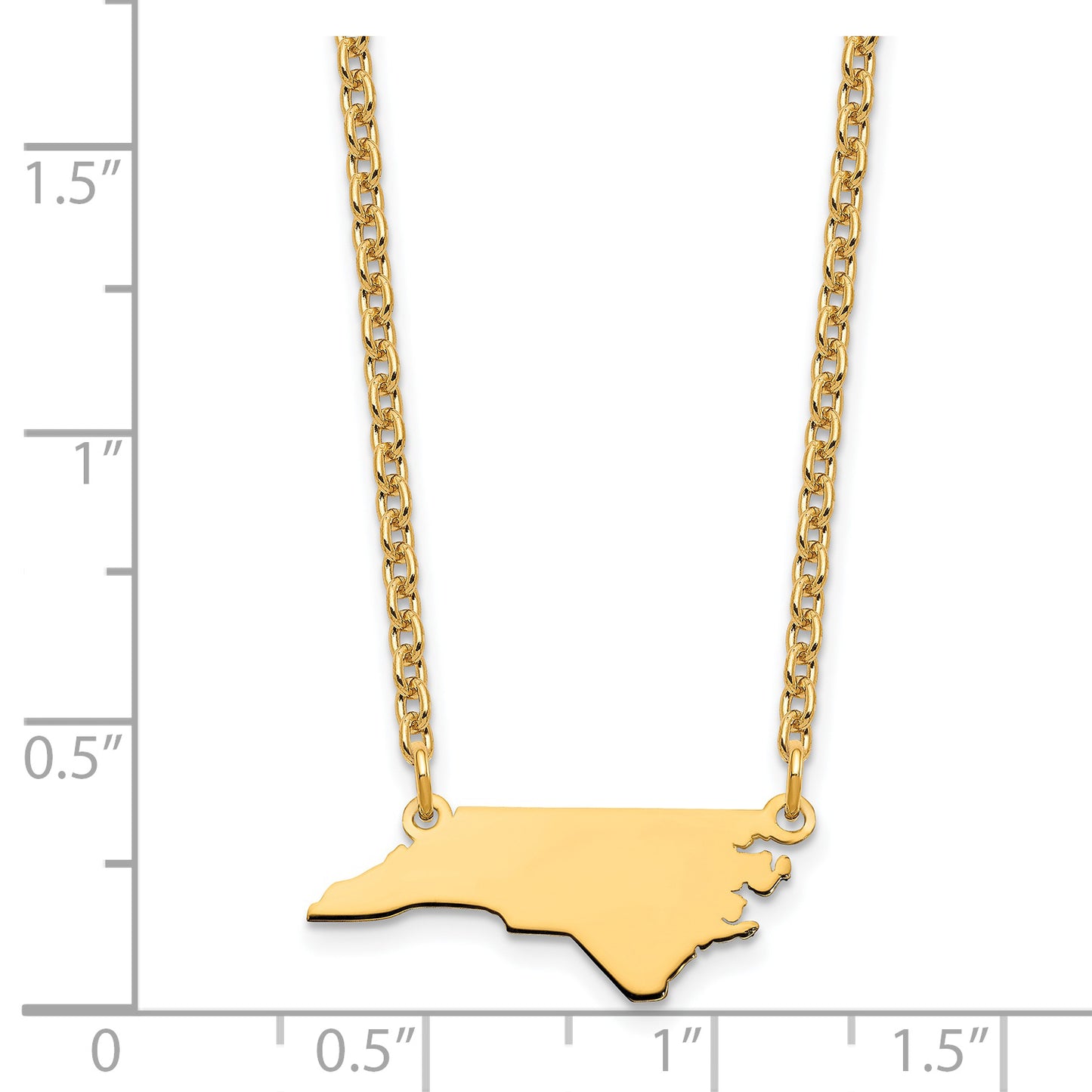 Sterling Silver Gold plated North Carolina State Necklace