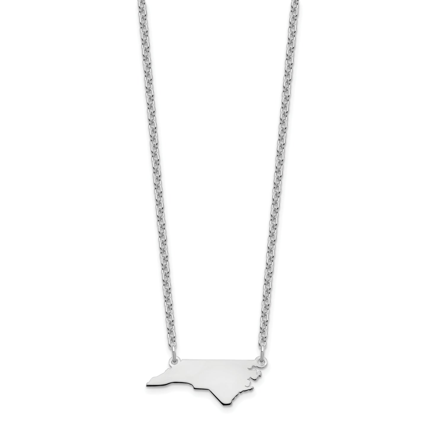 Sterling Silver Rhodium plated North Carolina State Necklace