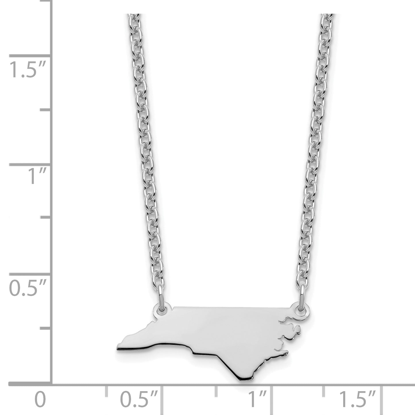 Sterling Silver Rhodium plated North Carolina State Necklace
