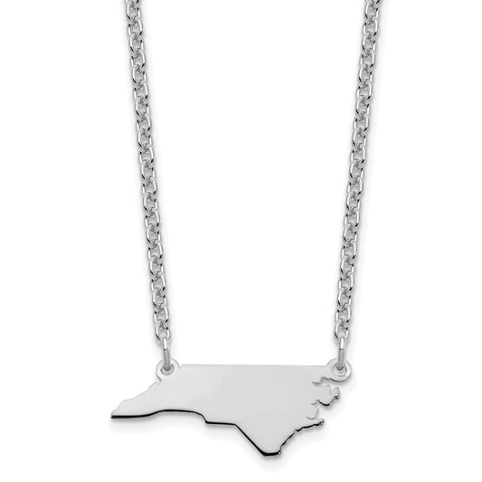 Sterling Silver Rhodium plated North Carolina State Necklace