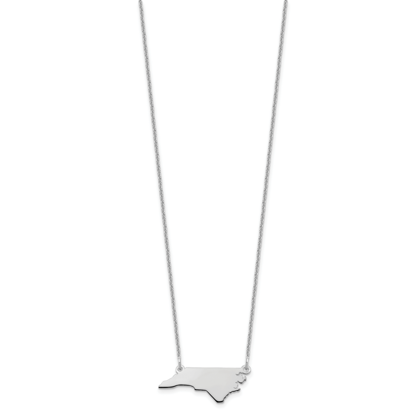 14K White Gold North Carolina State Necklace