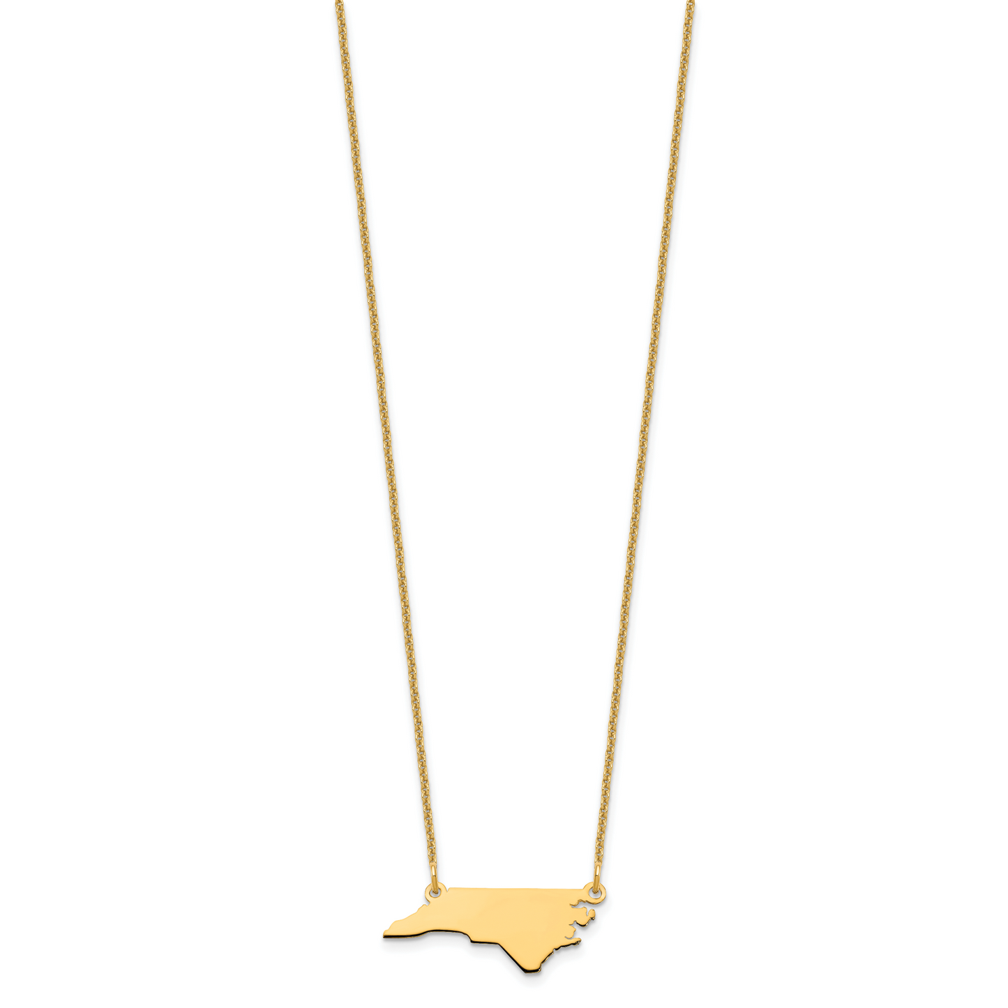 14K Yellow Gold North Carolina State Necklace