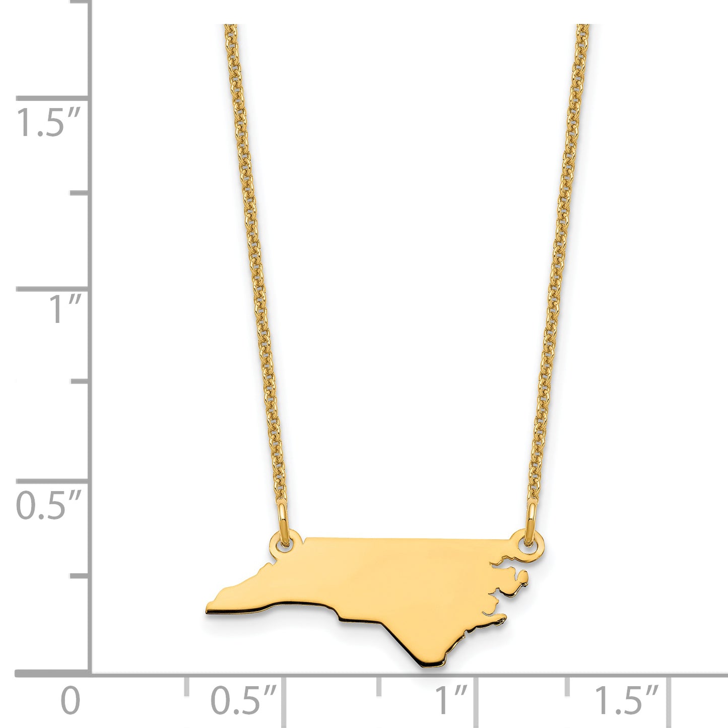14K Yellow Gold North Carolina State Necklace