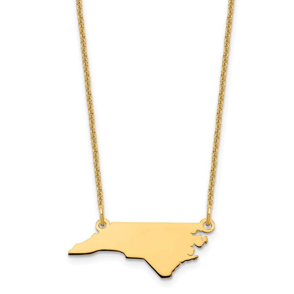 14K Yellow Gold North Carolina State Necklace