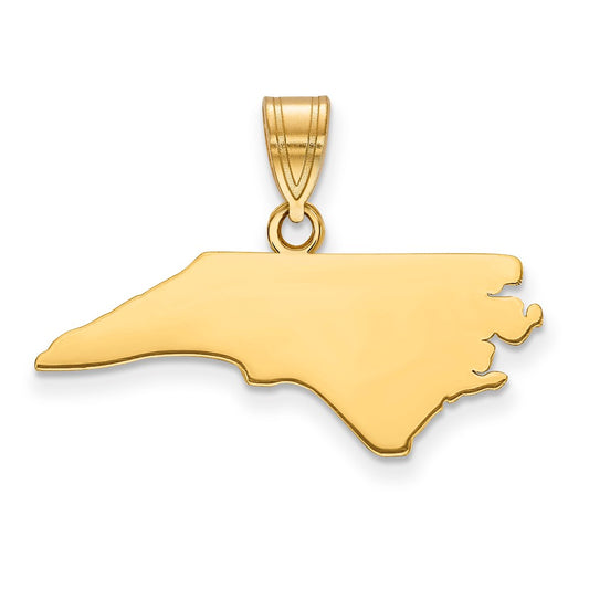 14K Yellow Gold North Carolina State Pendant