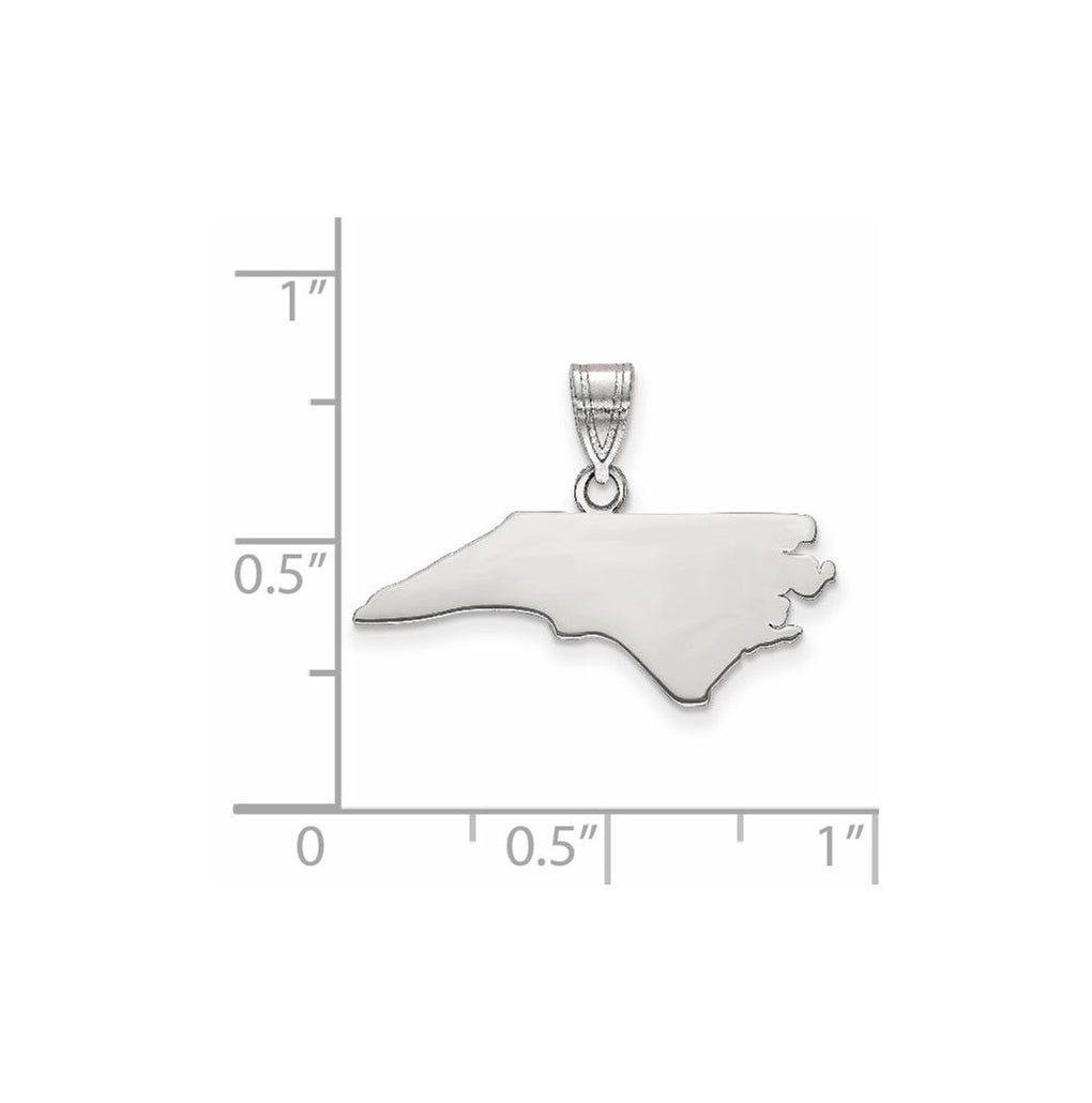 Sterling Silver Rhodium Plated North Carolina State Pendant