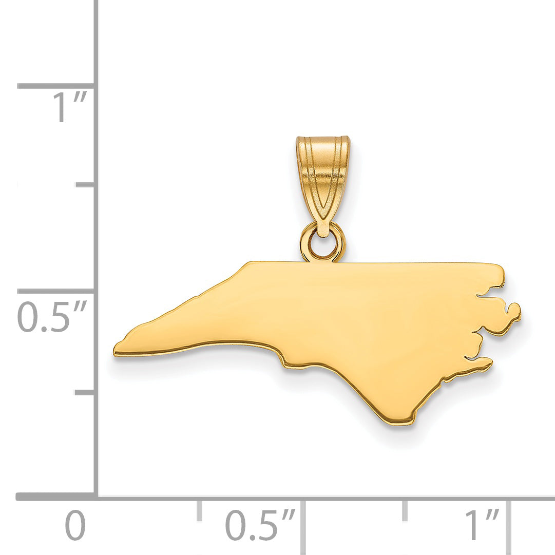 Sterling Silver Gold plated North Carolina State Pendant