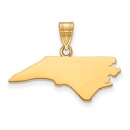 Sterling Silver Gold plated North Carolina State Pendant