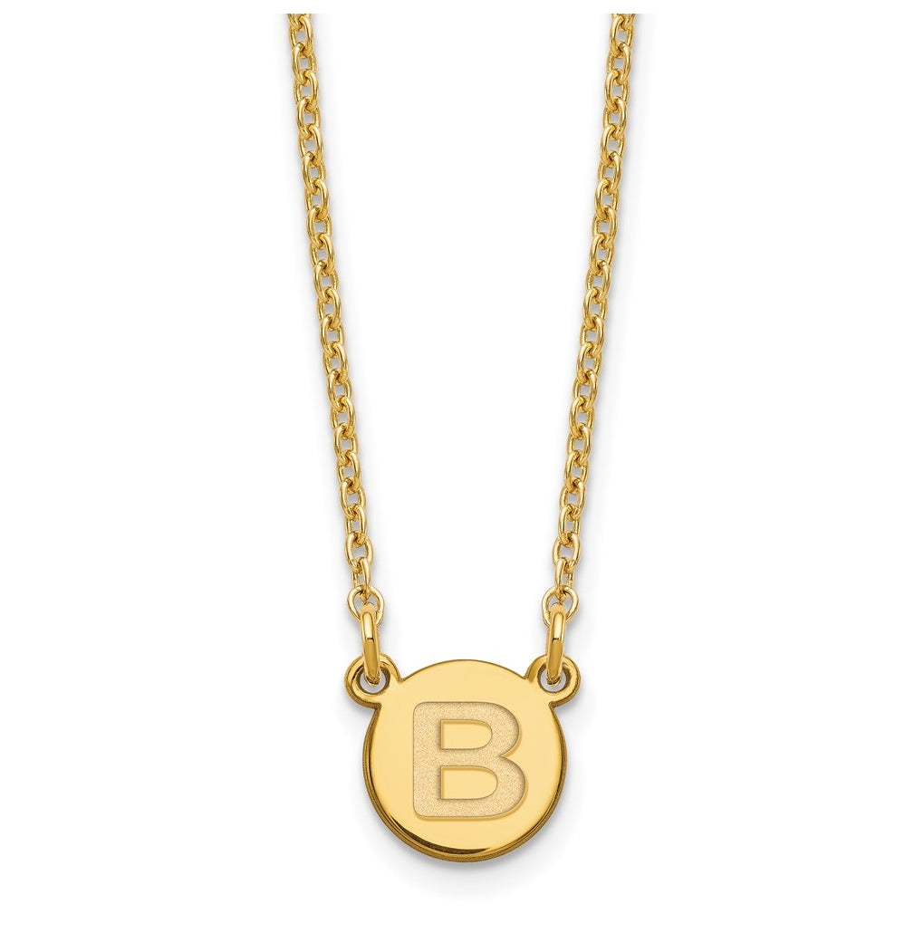 Sterling Silver Gold plated Tiny Circle Block Letter B Initial Necklace