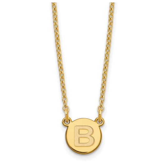 Sterling Silver Gold plated Tiny Circle Block Letter B Initial Necklace