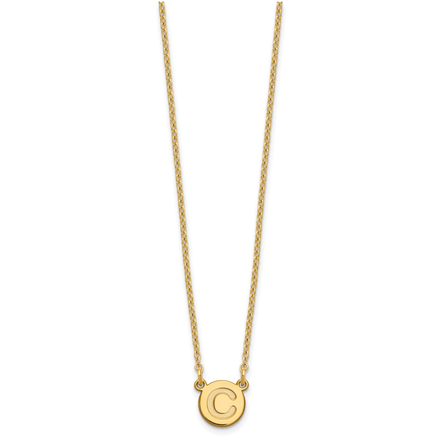 Sterling Silver Gold plated Tiny Circle Block Letter C Initial Necklace