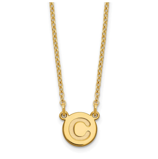 Sterling Silver Gold plated Tiny Circle Block Letter C Initial Necklace