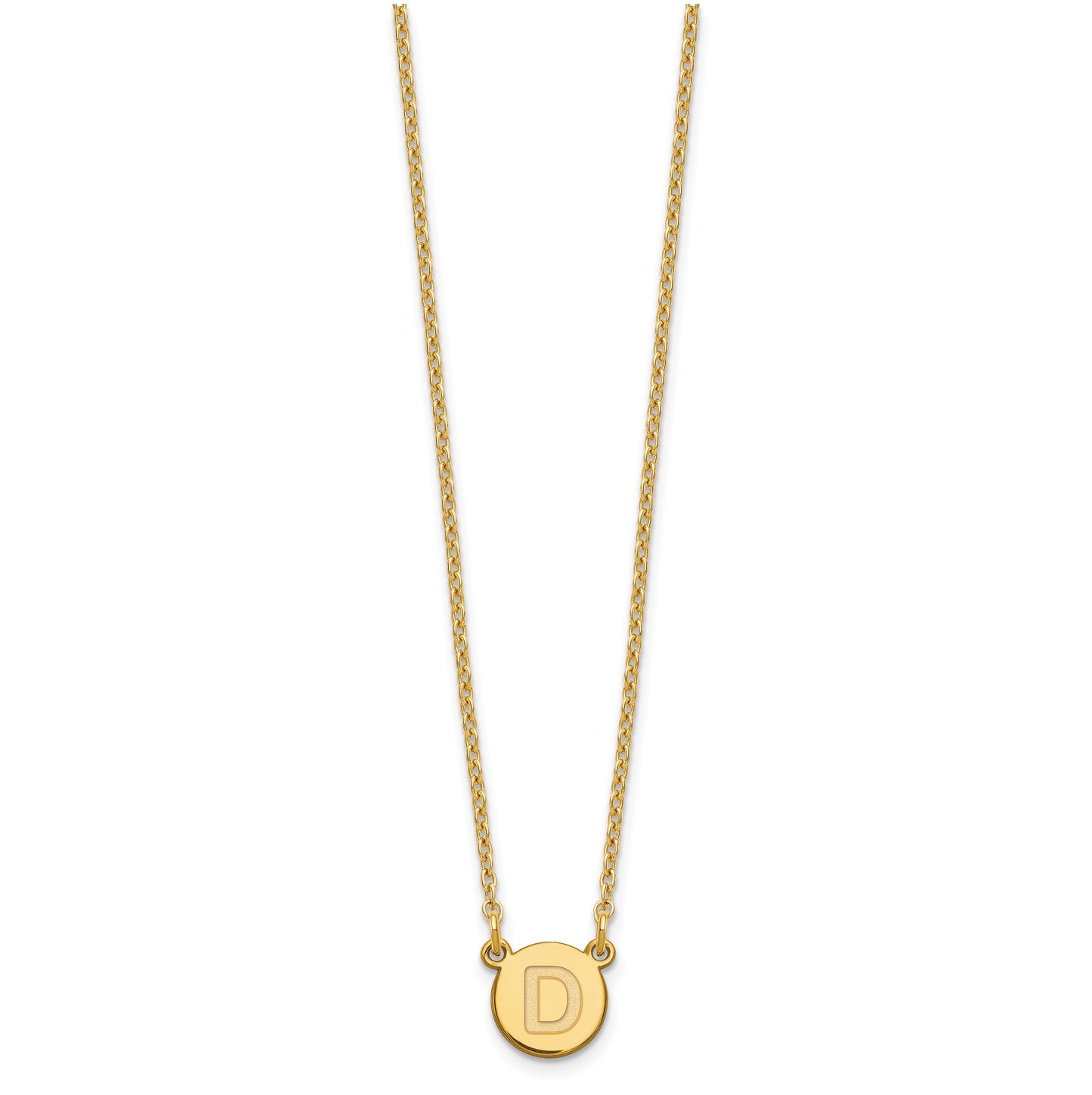 Sterling Silver Gold plated Tiny Circle Block Letter D Initial Necklace
